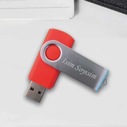 Kişiye Özel Kırmızı Plastik Metal USB Flash Bellek